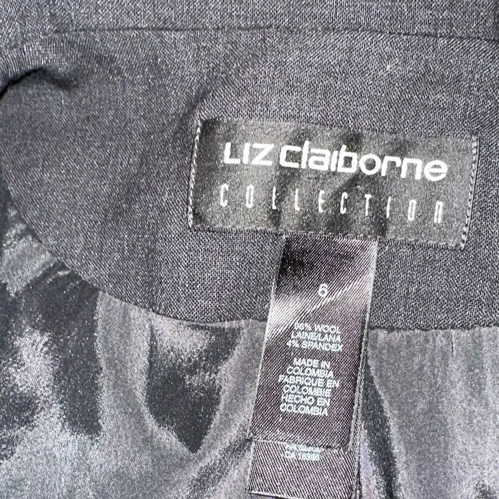 Liz Claiborne Collection Wool Blend Charcoal Gray Blazer Coat‎ Modest Career